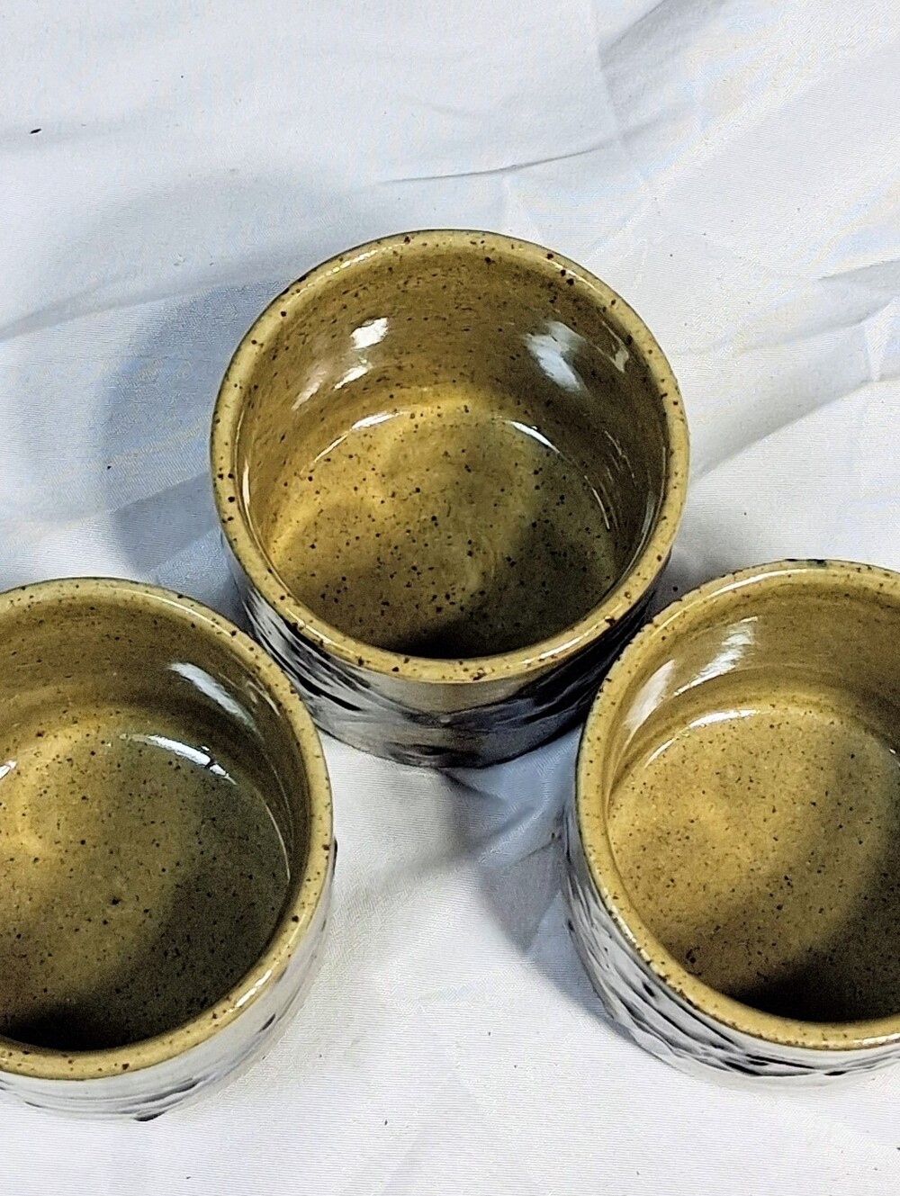 Set Of 3 Japanese Otagiri Sake/Tea/Candle Motives Stoneware Clay Cups 2.5"x2.5" - Picture 5 of 9